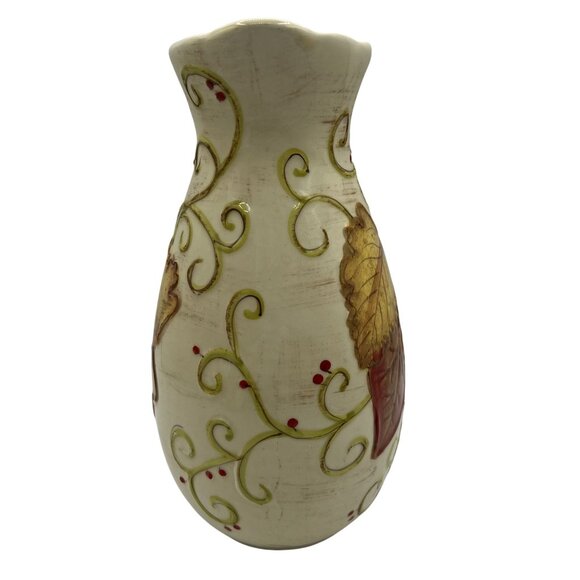 Laurie Gates Ware Decorative Useful Ceramic Pitcher 3D Autumn Leaf Fall Design - Picture 4 of 10